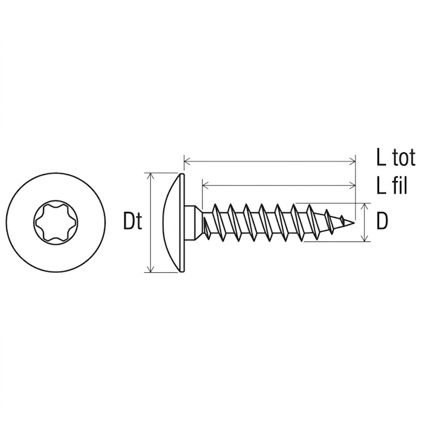 Mustad Vite Panelvit FC per Legno Alluminio e PVC Testa Fungo con Collare (TFC) TORX Chromiting - MUSTAD - Immagine 3